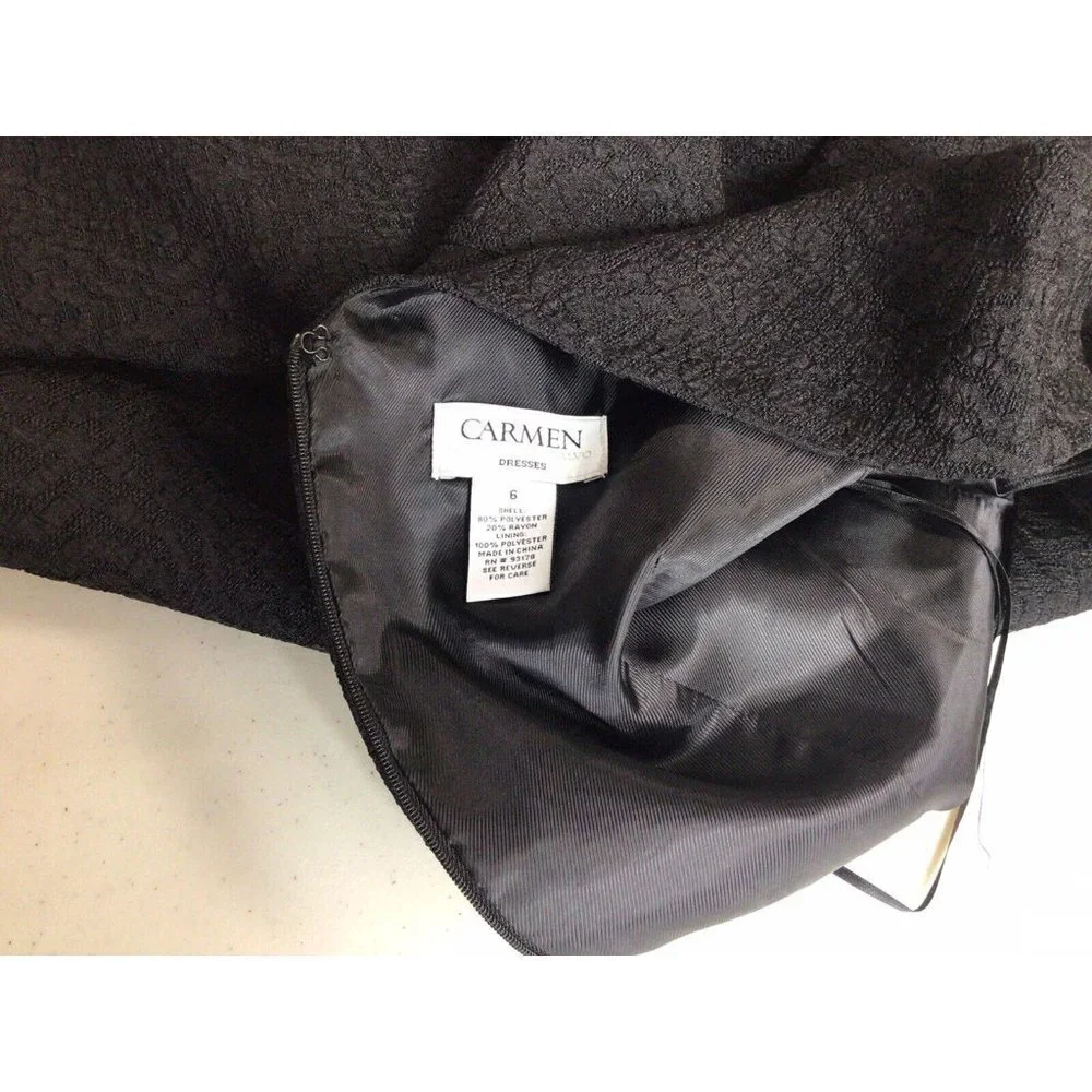 Carmen Marc Valvo Black Dress Womens 6 - Picture 8 of 9